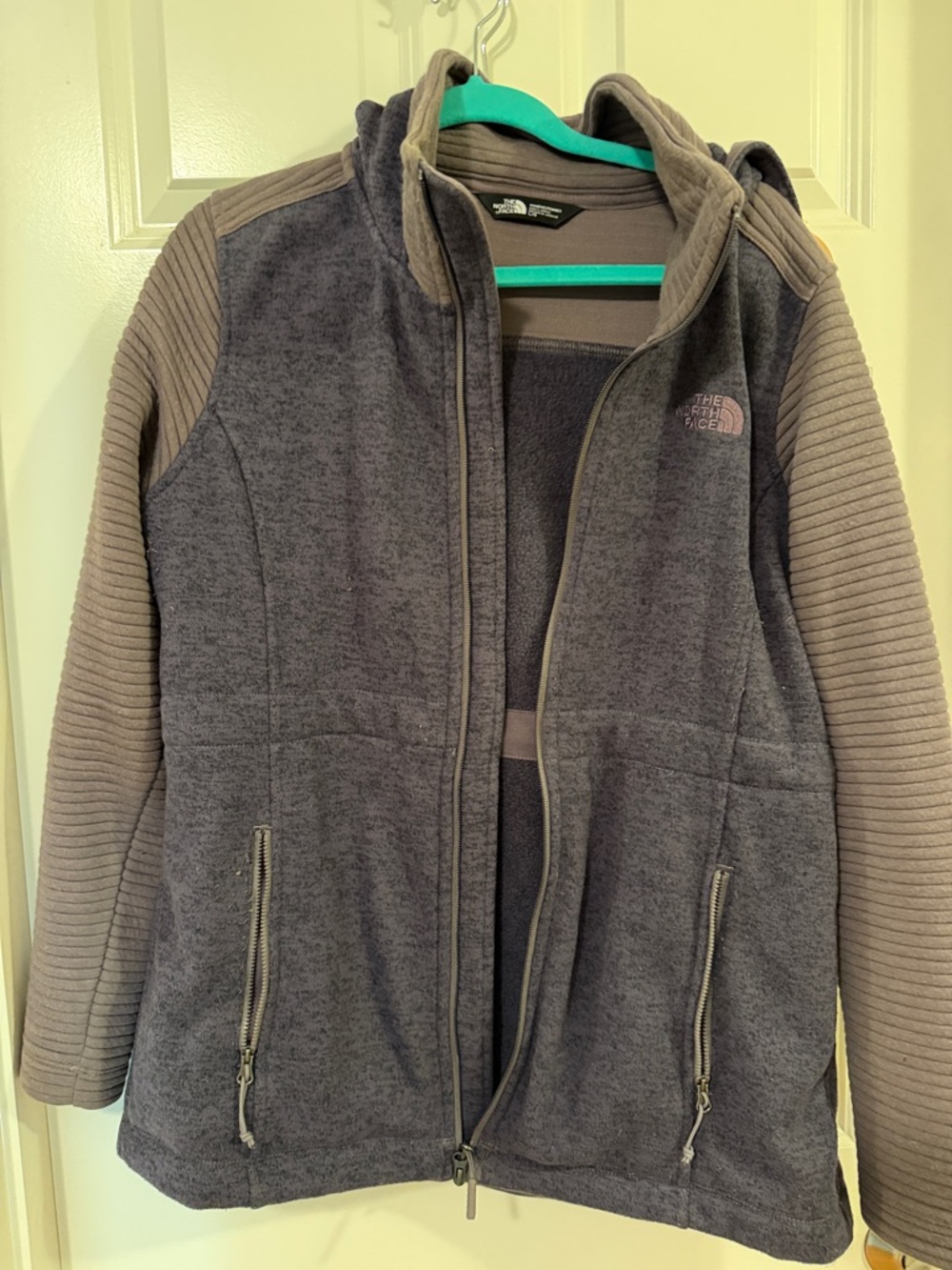 The North Face Purple /Gray Hooded Fleece Jacket— woman’s